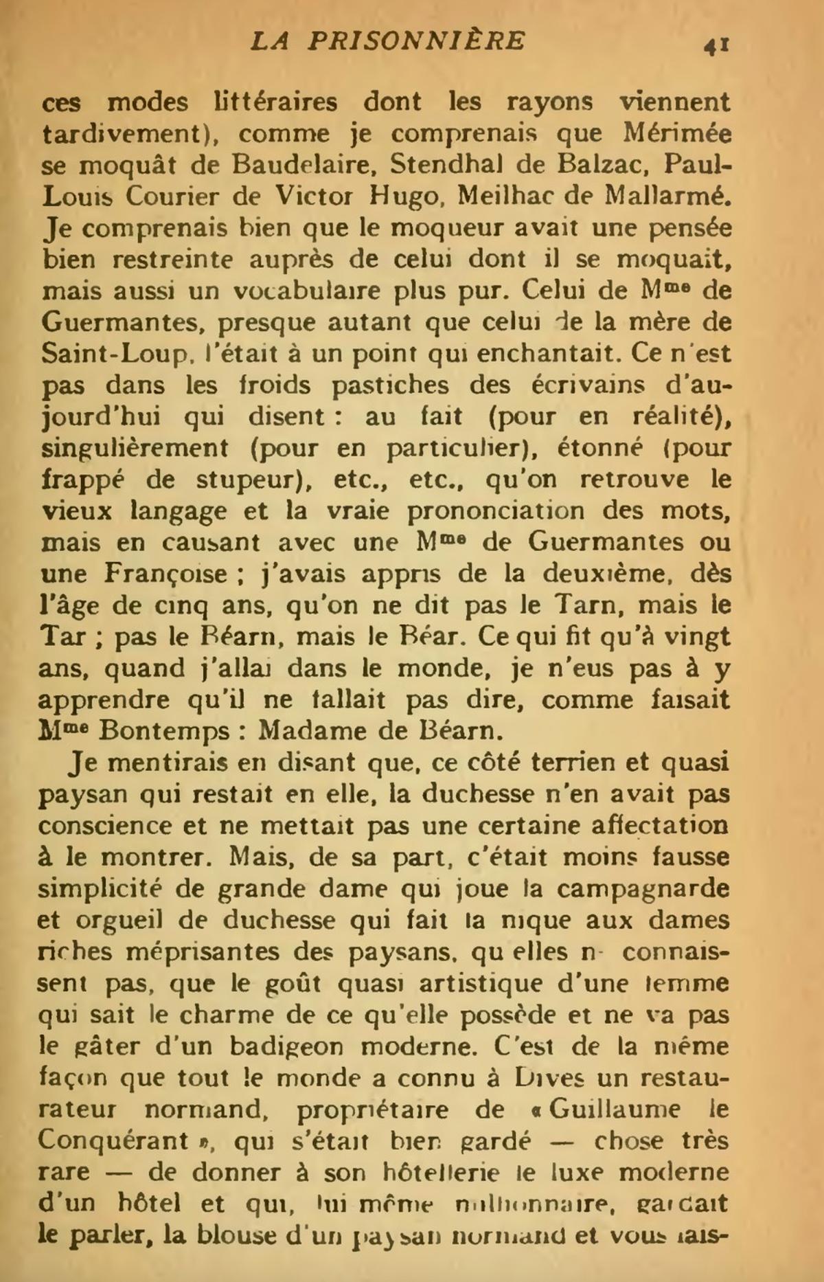 La page de « La Prisonnière » où figure le passage béarnais.