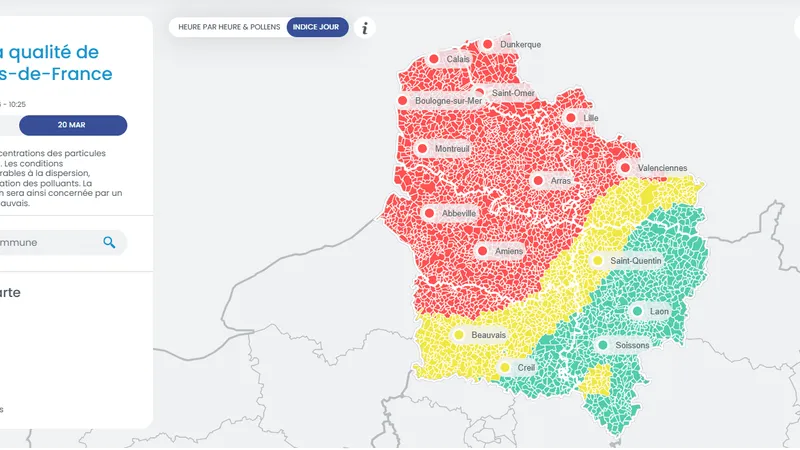 La qualité de l'air sera mauvaise dans une grande partie de la région, vendredi 20 mars 2026.