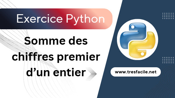 algorithme python de somme des chiffres premiers pour un entier