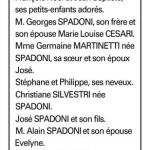 Décès de Jules François Spadoni, dit Julien, à Cozzano, Aullène et Afa : Remerciements.