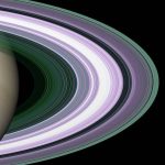 a pale yellow planet surrounded by white concentric rings