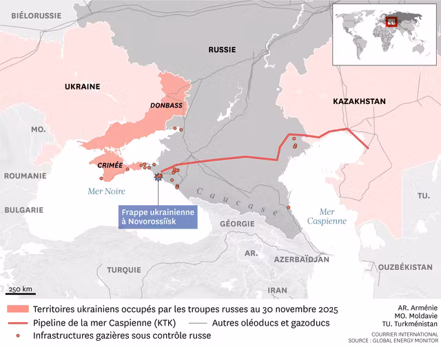 Frappe ukrainienne sur les infrastructures gazières russes en mer Noire.