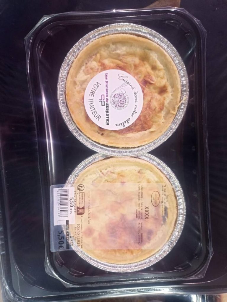 Rappel de produits : Mini quiches au bleu des Ateliers de Sébastien en France.
