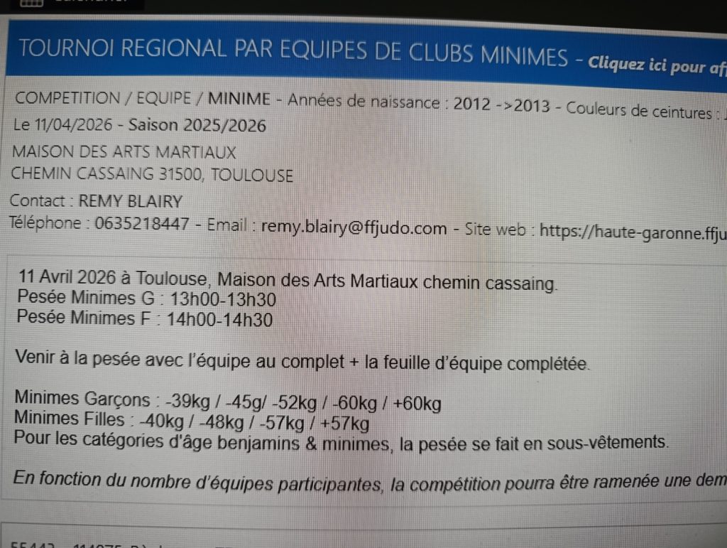 Tournoi par Équipes Minimes