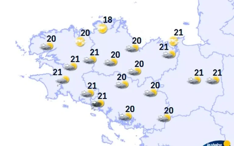 Météo en Bretagne : mercredi nuageux avec éclaircies et températures douces.