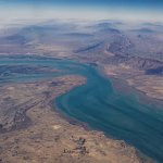 Vue aérienne de l'île de Qeshm, séparée du continent iranien par le détroit de Clarence, dans le détroit d'Ormuz, le 10 décembre 2023.