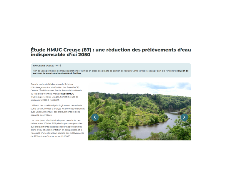 Parole de collectivité : l&rsquo;Établissement Public Territorial du Bassin de la Vienne présente ses initiatives.