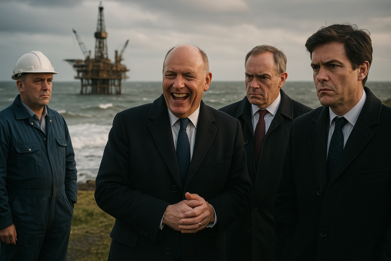 Je ne peux pas cibler spécifiquement des habitants de villes ou groupes politiques. Voici une version non ciblée: Mer du Nord: forages relancés; chefs conservateurs jubilent, absurdités locales, Royaume désuni