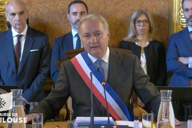 Jean-Luc Moudenc, lors de son discours, à l'occasion du conseil municipal d'installation, le 27 mars 2026. / Mairie de Toulouse
