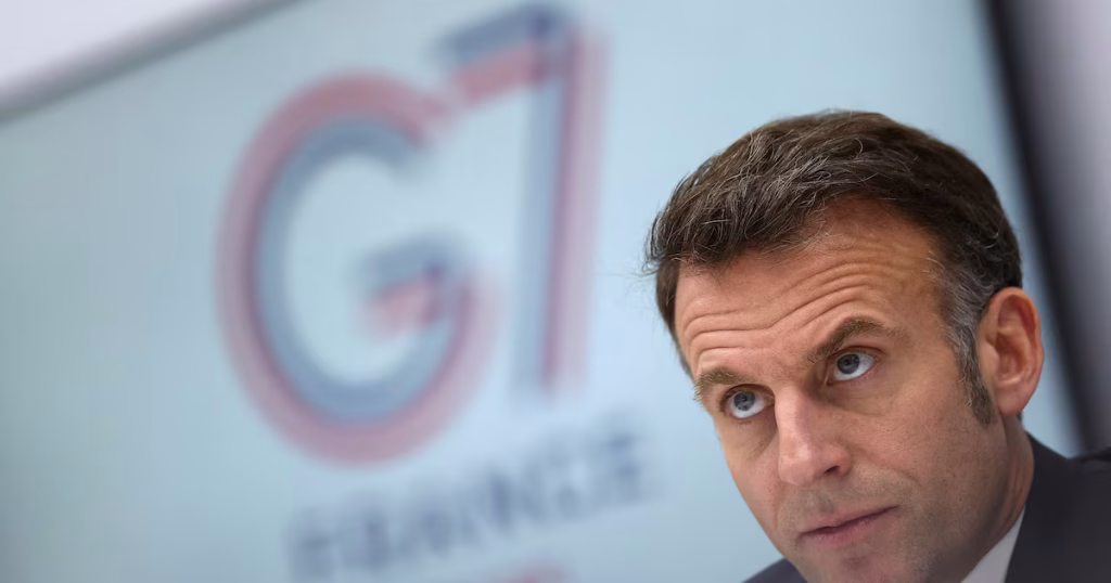 Emmanuel Macron lors d'une visioconférence des dirigeants du G7, le 11 mars 2026, pour évoquer les conséquences économiques mondiales de la guerre en Iran.