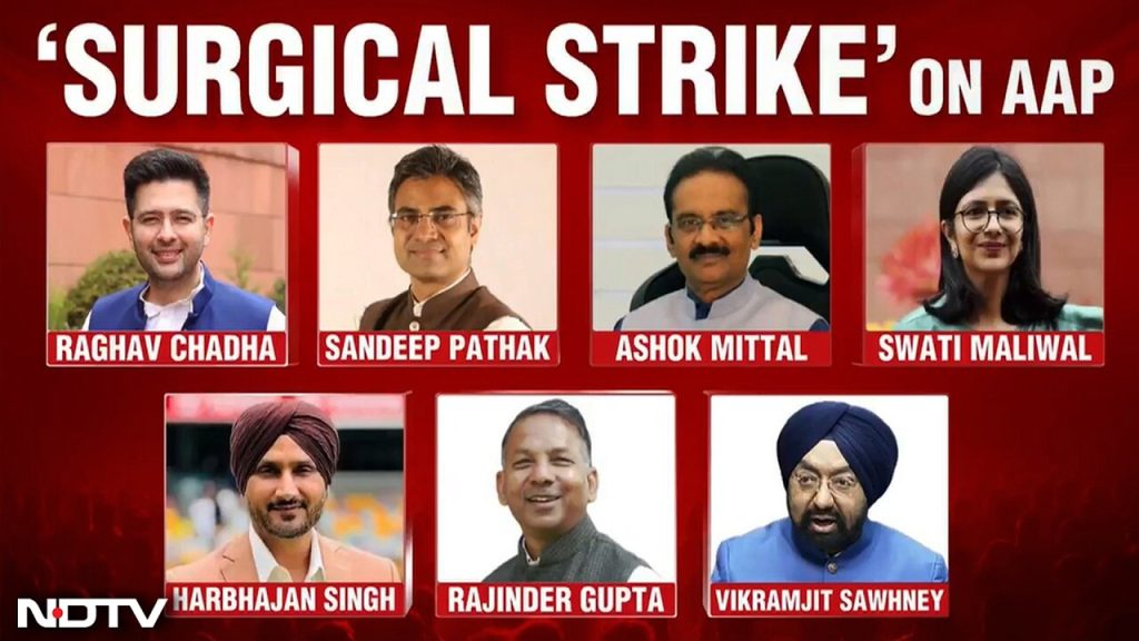 Sept députés du Rajya Sabha quittent l'AAP pour rejoindre le BJP lors d'une conférence de presse de Raghav Chadha.