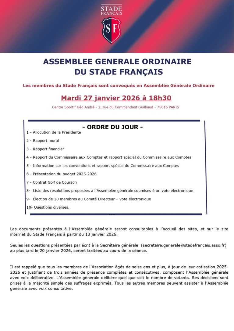 L&rsquo;Assemblée Générale du Stade Français : Entre Transparence et Opacité