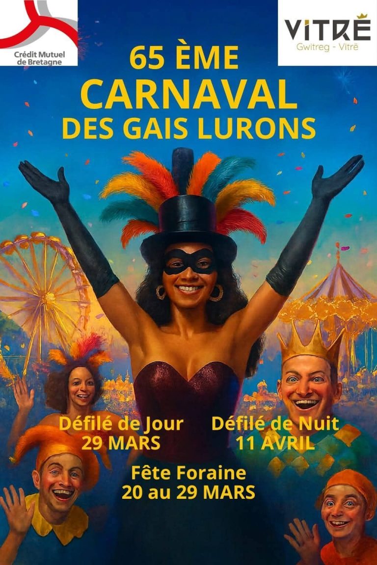 Carnaval des Gais Lurons 2026 : Vitré célèbre sa 65ème édition avec des animations variées.