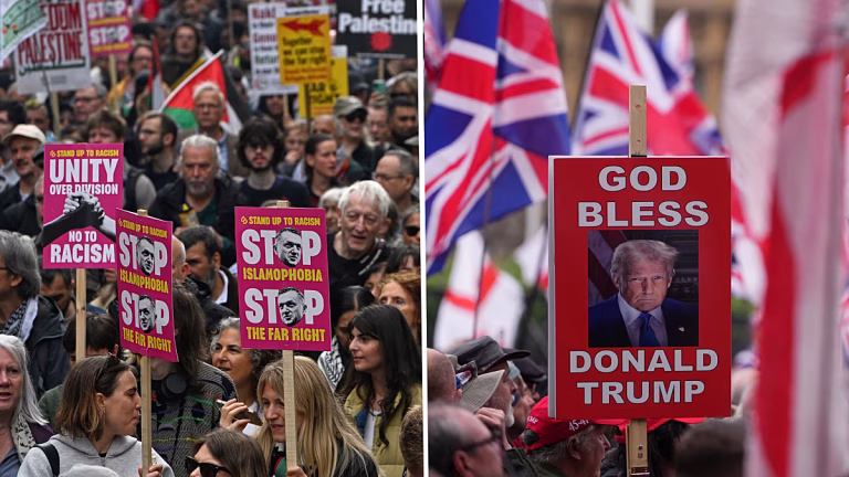 Londres paralysée par des manifestations d&rsquo;extrême droite et pro-Gaza ce week-end.