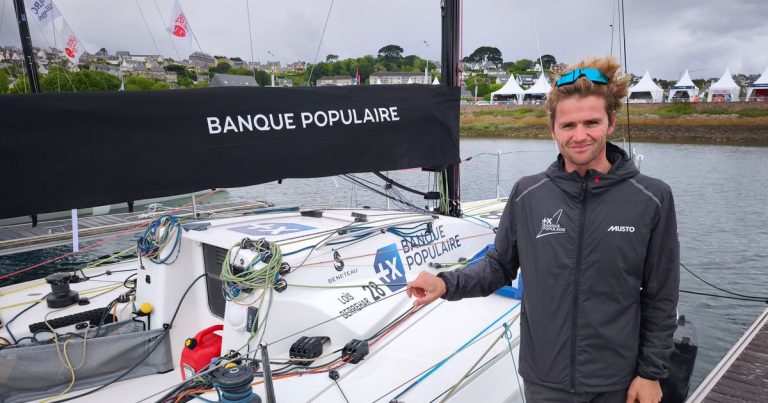 Loïs Berrehar prépare sa traversée en solitaire de l&rsquo;IMOCA au Figaro 2023.