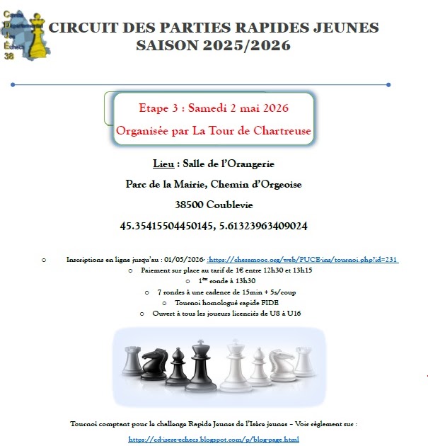 Coublevie : 3ème étape du circuit des parties rapides Jeunes en Isère le 2 mai 2023.