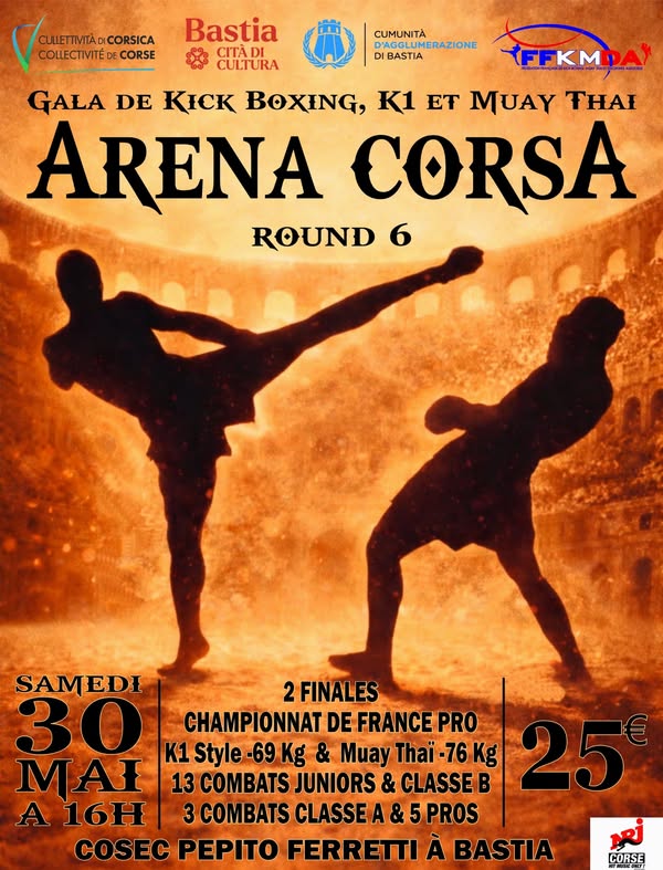 Bastia accueille le 30 mai des finales de championnat de France en kickboxing et Muaythaï
