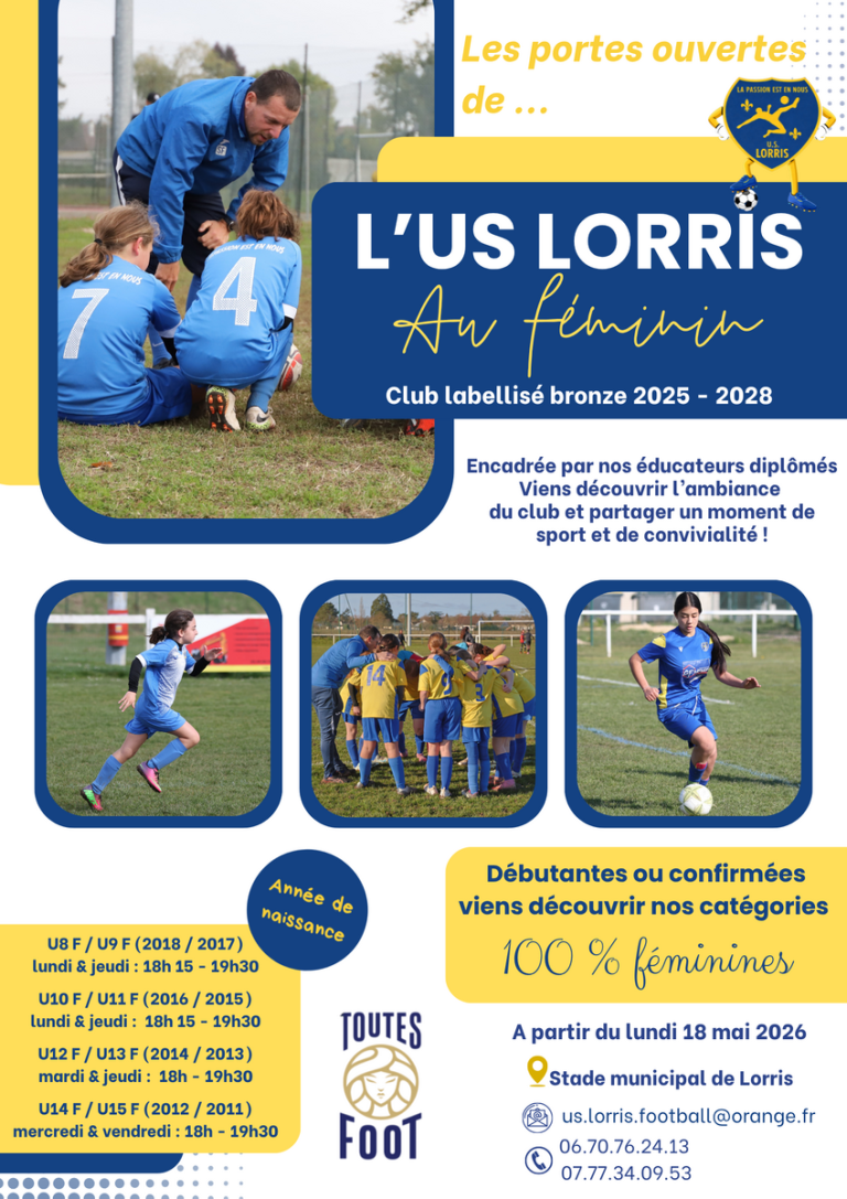 L&rsquo;US Lorris lance une équipe féminine de football pour la saison 2023-2024.