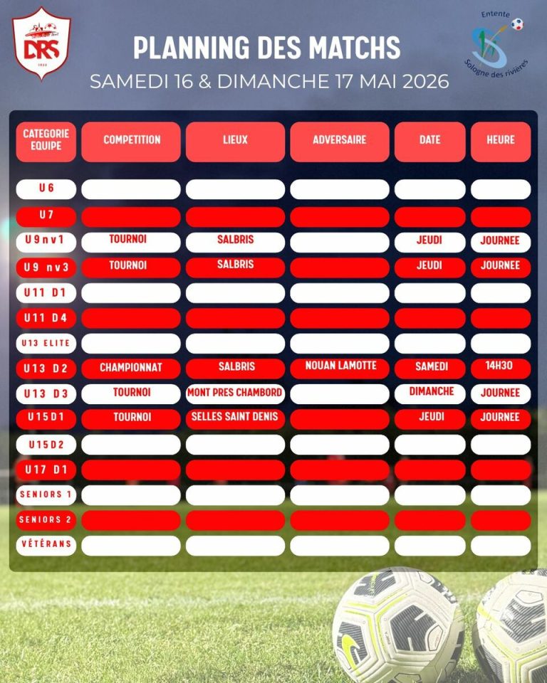 Planning des matchs : Diables Rouges à Sel les Saint Denis pour les qualifications 2024.