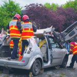 Démonstration des pompiers : sauvetage et premiers secours devant 300 élèves agricoles.