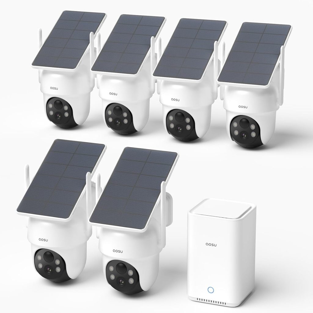 Kit de caméras de surveillance aOSU 3K sans abonnement, avec 6 caméras et stockage extensible.