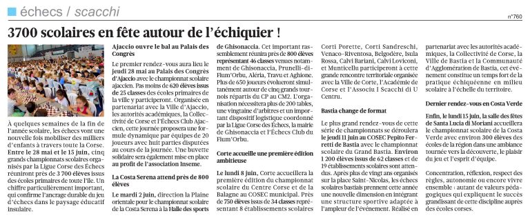 Échecs : Un rendez-vous hebdomadaire avec Corse-Matin