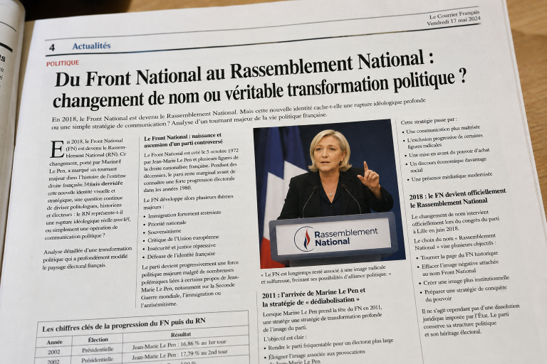 Du Front National au Rassemblement National : changement de nom ou véritable transformation politique ?