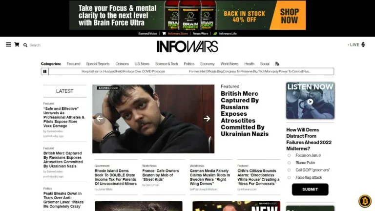 InfoWars accusé de diffuser des fausses informations selon l&rsquo;Observatoire du conspirationnisme.