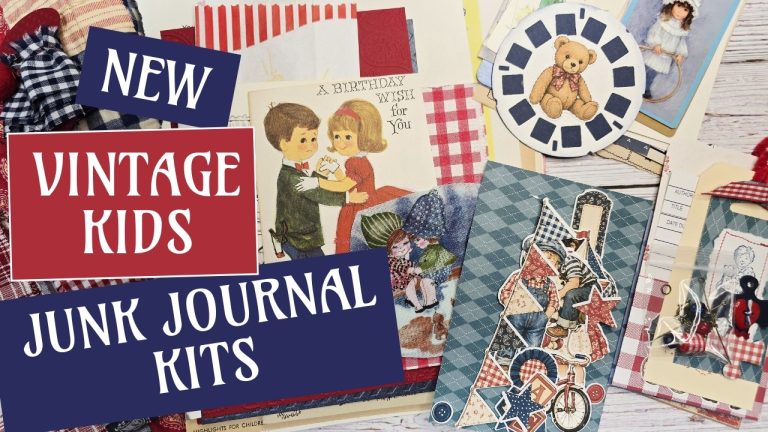 Kits de journaux vintage pour enfants : présentation complète des éléments du kit.