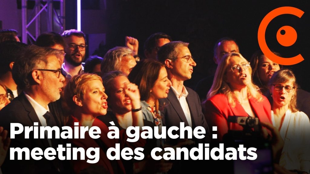 Meeting des candidats de la primaire à gauche pour le Front Populaire 2027 en vue de la présidentielle.