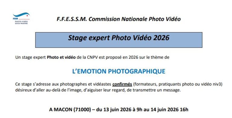 Stage « Expert photo vidéo » à Mâcon les 13 et 14 juin 2026 pour professionnels du secteur.