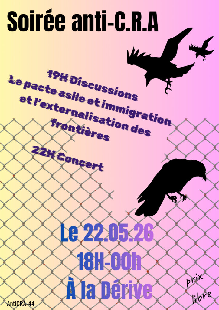 Soirée à Nantes : opposition au pacte asile et migration et aux frontières du CRA