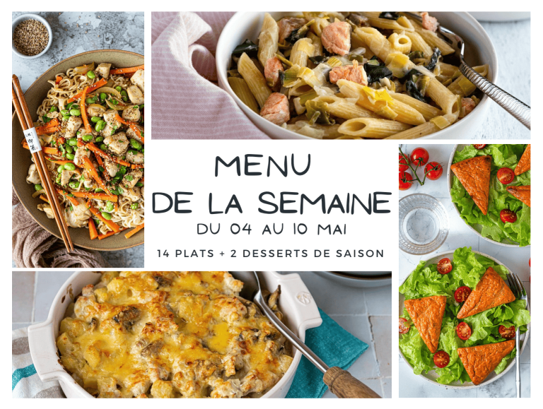 Menu de la semaine du 04 au 10 mai : Plats proposés par les cantines scolaires en France.