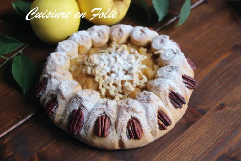 Tarte aux pommes caramélisées et noix de pécan, avec une pâte maison aux petits suisses