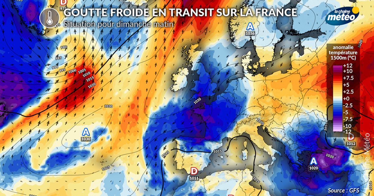 Goutte froide : fraîcheur en France et risque de pluies orageuses en Espagne et en Méditerranée ce week-end