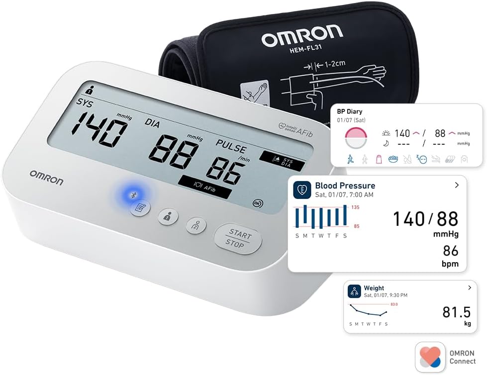 Tensiomètre connecté Omron X4 Connect AFib : suivi Bluetooth à 71,99 €