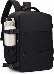 Sac à dos de voyage Treer 40x30x20cm, noir, capacité 24L, idéal pour avio