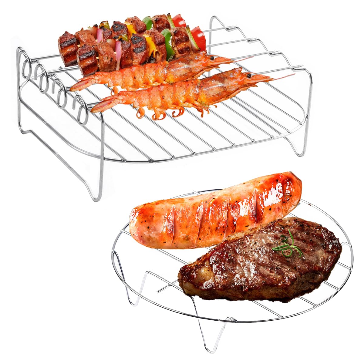 Lot de deux grilles en inox et quatre brochettes pour friteuse à air à 11,59 € sur Amazon