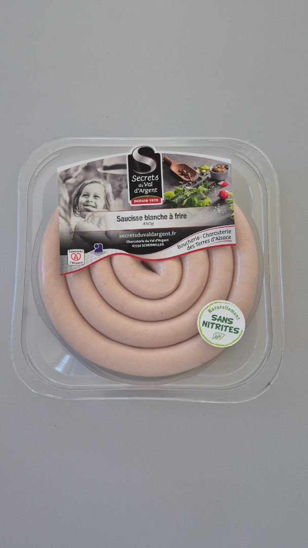 Rappel consommateur : saucisse blanche à frire 450 g Secrets du Val d’Argent