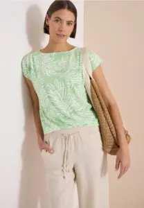 Cecil propose un t-shirt féminin à effet dévoré et imprimé feuillage dès 35,99 euros