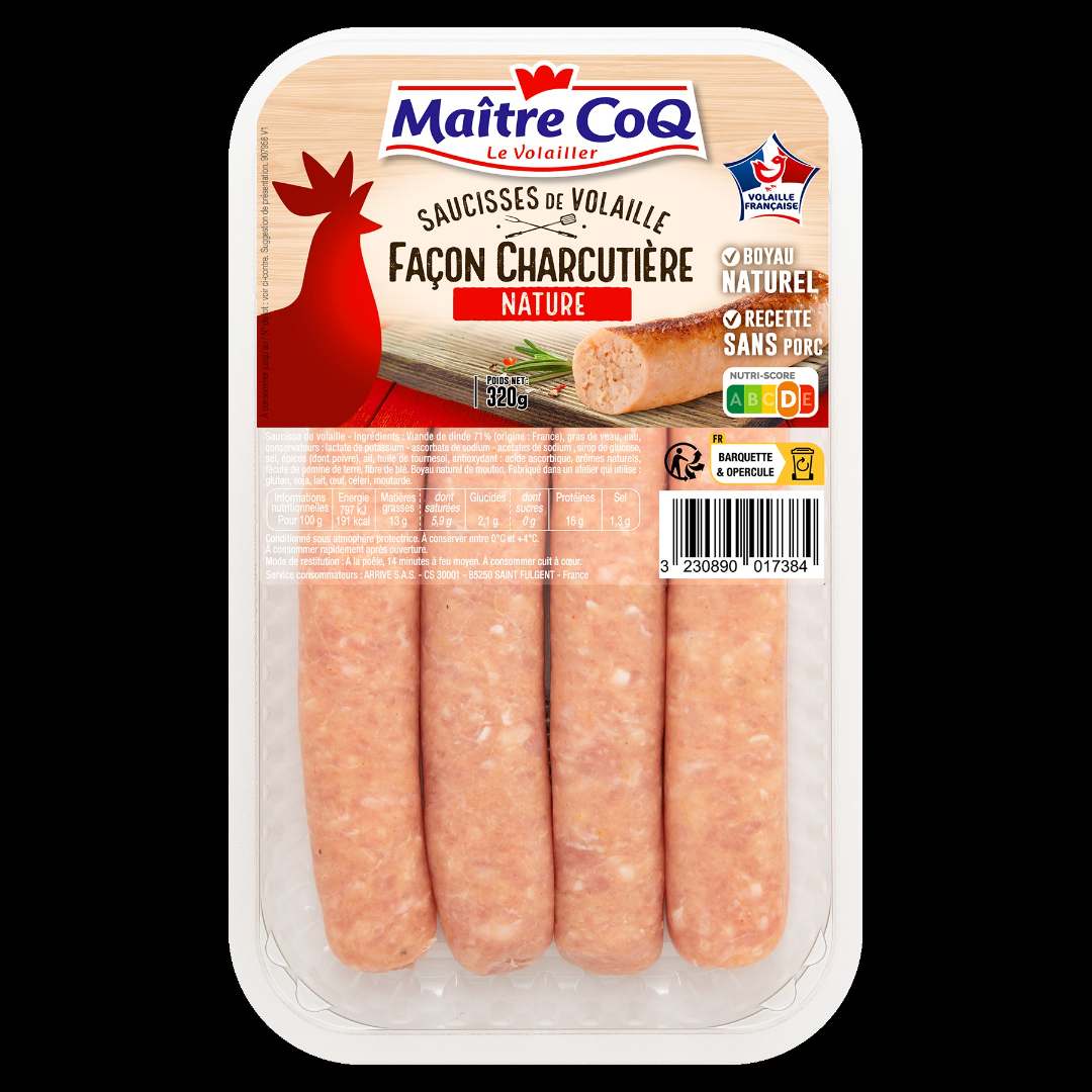 Rappel de saucisses de volaille Maître Coq : nature, herbes et merguez