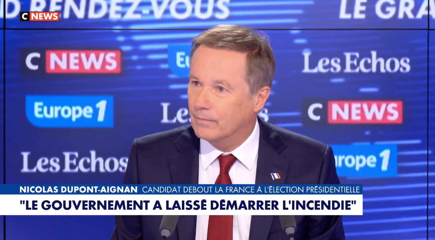 Dupont-Aignan voit dans les violences lycéennes un début d’émeutes urbaines et de guerre civile