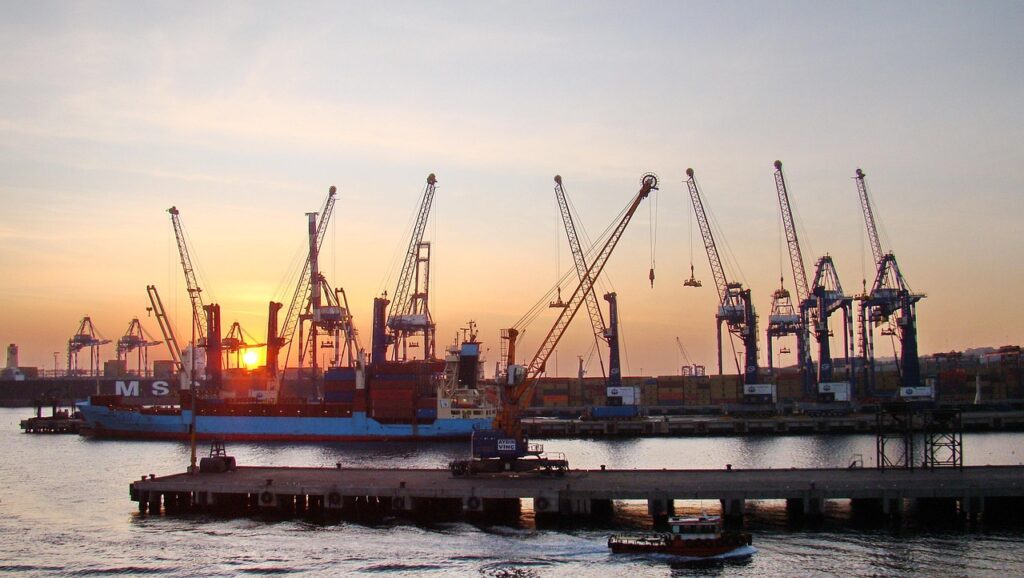 ambarli port, turkey, bosphorus, strait, port, cranes, port cranes, container, pier, sun, sunset, port of ambarli, bosporus, dock, port de poti, le dé troit du bosphore turquie, grues portuaires, le port grues, conteneurs, quai, le soleil, nature, le coucher du soleil
