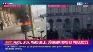 Manifestations en France : 272 interpellations et des tensions près de l’Élysée le 17 octobre