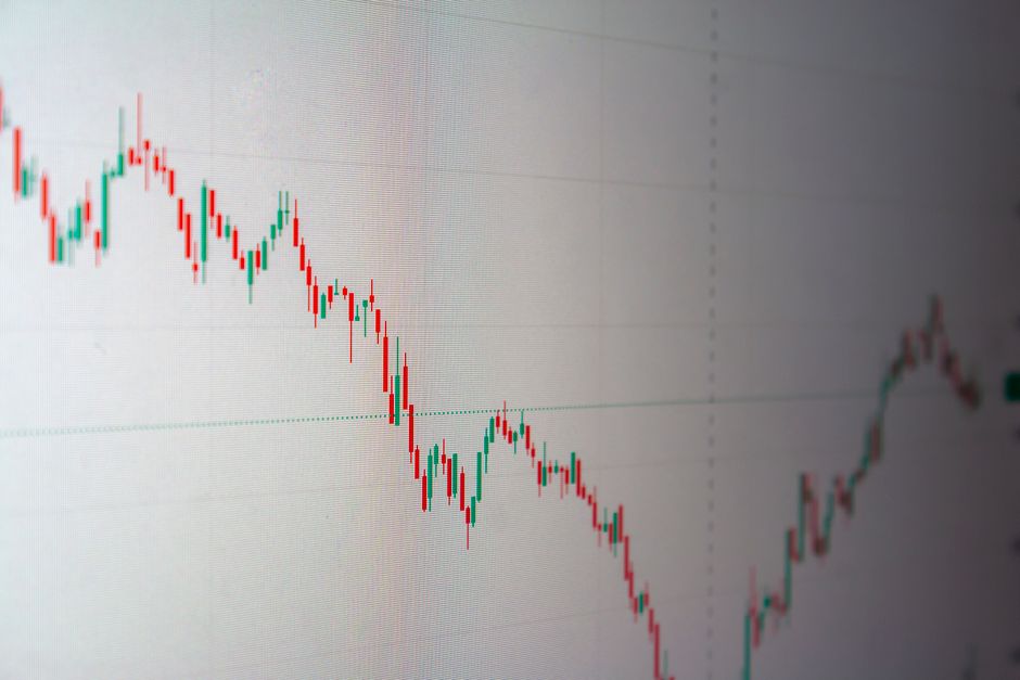 Detailed graph showing financial data trends, ideal for business and finance themes.