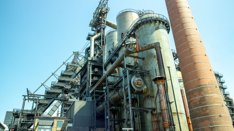 Dramatic view of an industrial structure in Esch-sur-Alzette, Luxembourg.