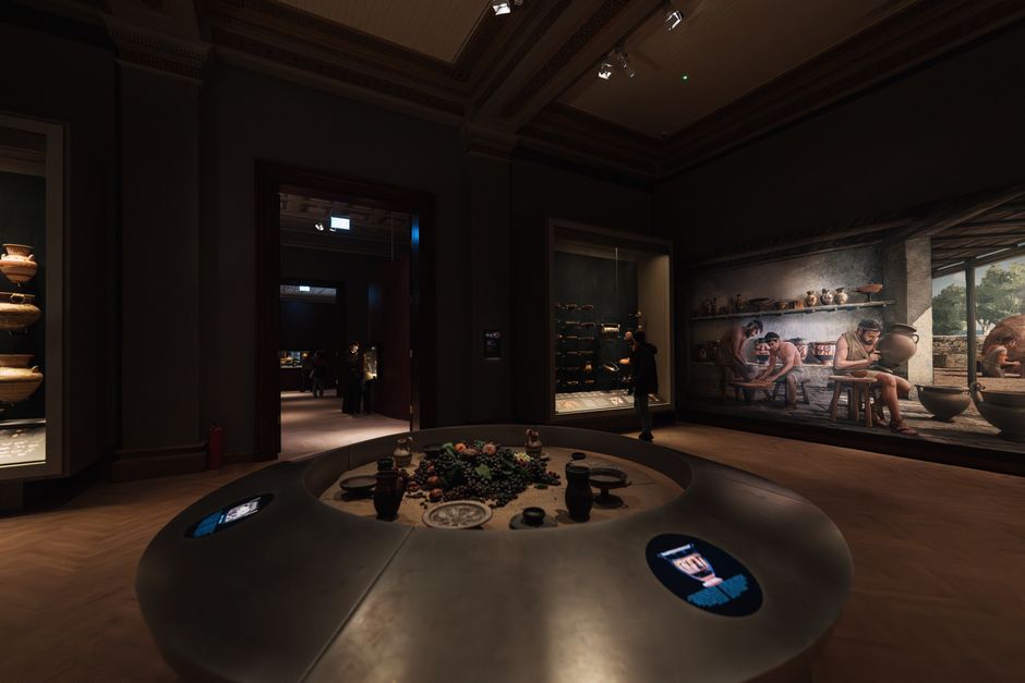 Interior view of İstanbul's Archaeology Museum showcasing ancient artifacts and exhibits.