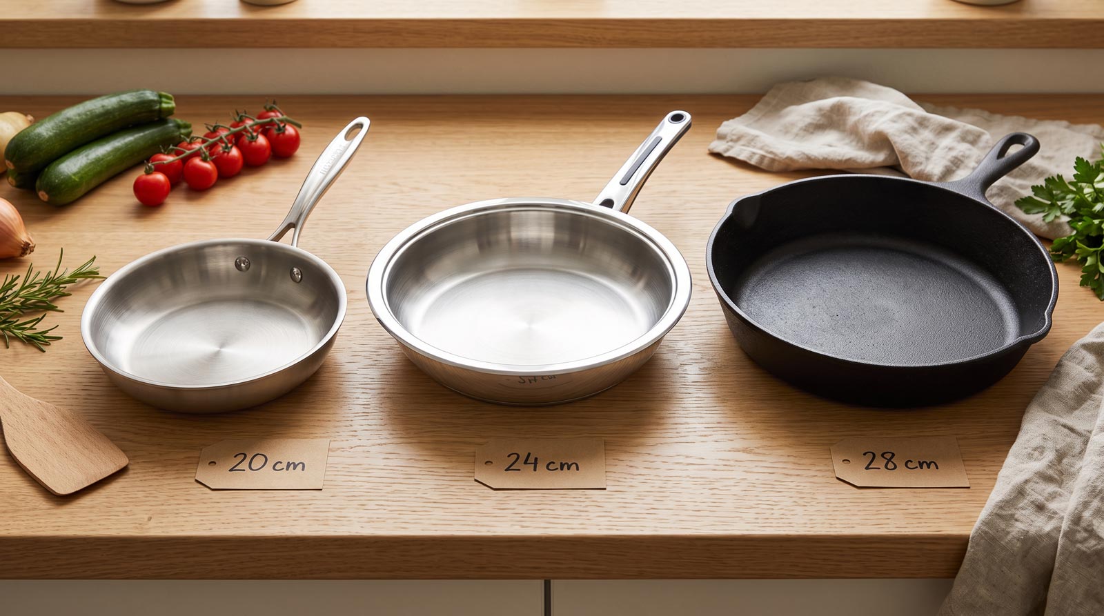 Poêle de 20, 24 ou 28 cm : quel format choisir selon vos cuissons ?