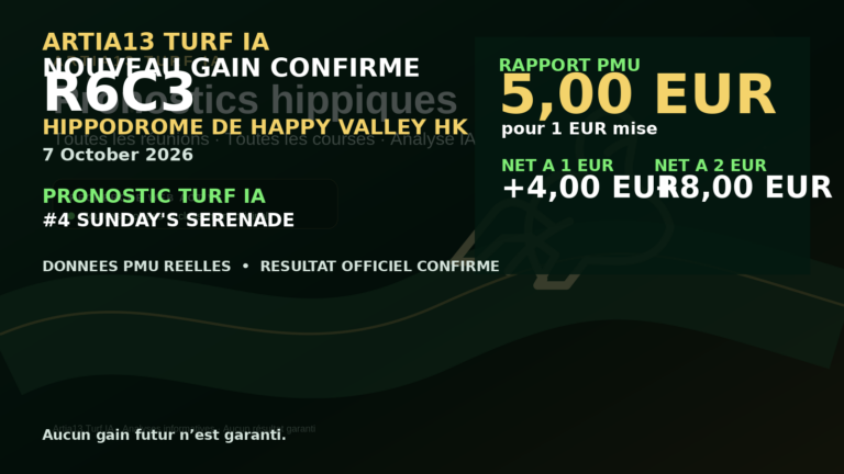 🏆 Nouveau gain Turf IA : +8,00 € à 2 € sur R6C3