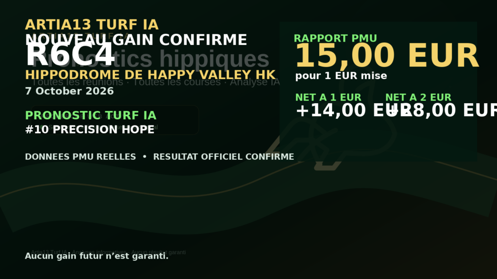 🏆 Nouveau gain Turf IA : +28,00 € à 2 € sur R6C4